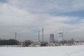 Kominy Elektrociepłowni od strony wałów wiślanych